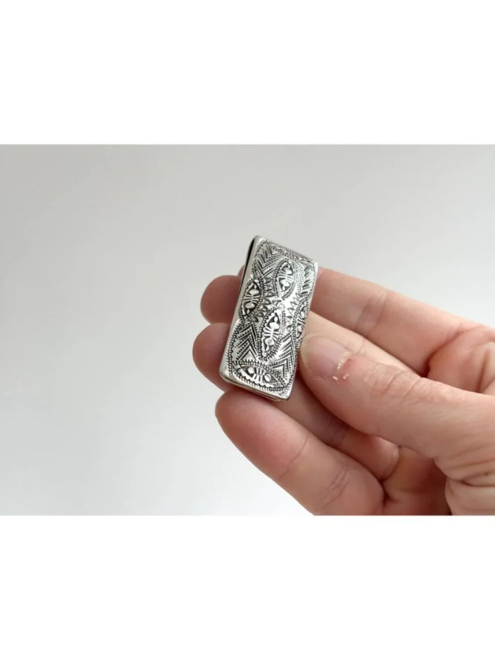Navajo Inspired Abstract Southwest Made Vintage Stainless Steel Money Clip
